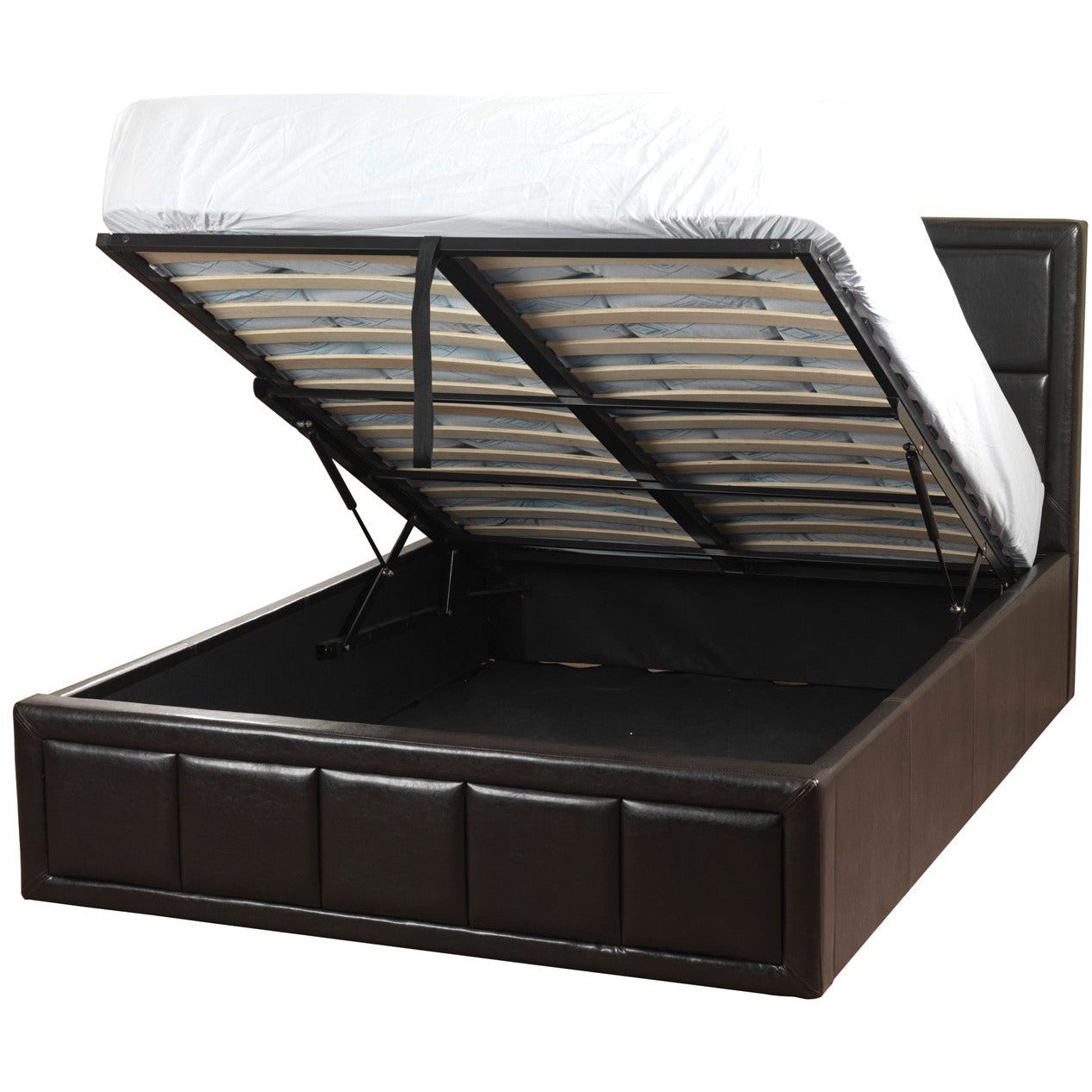 Cheryl Faux Leather Ottoman Bedstead Brown