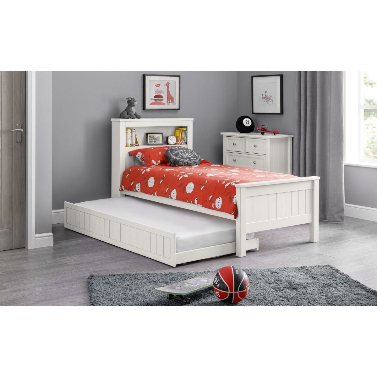 MAINE BOOKCASE BED 90CM - white