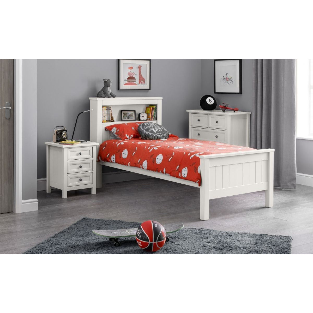 MAINE BOOKCASE BED 90CM - white