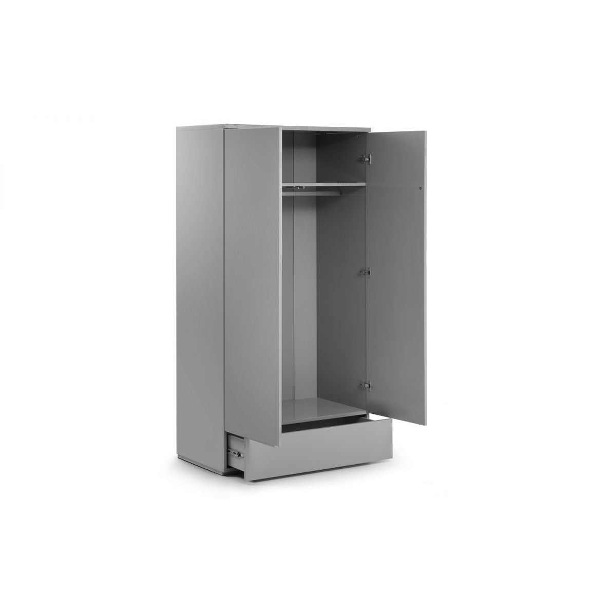 MONACO 2 DOOR 1 DRW WARDROBE - GREY GLOSS