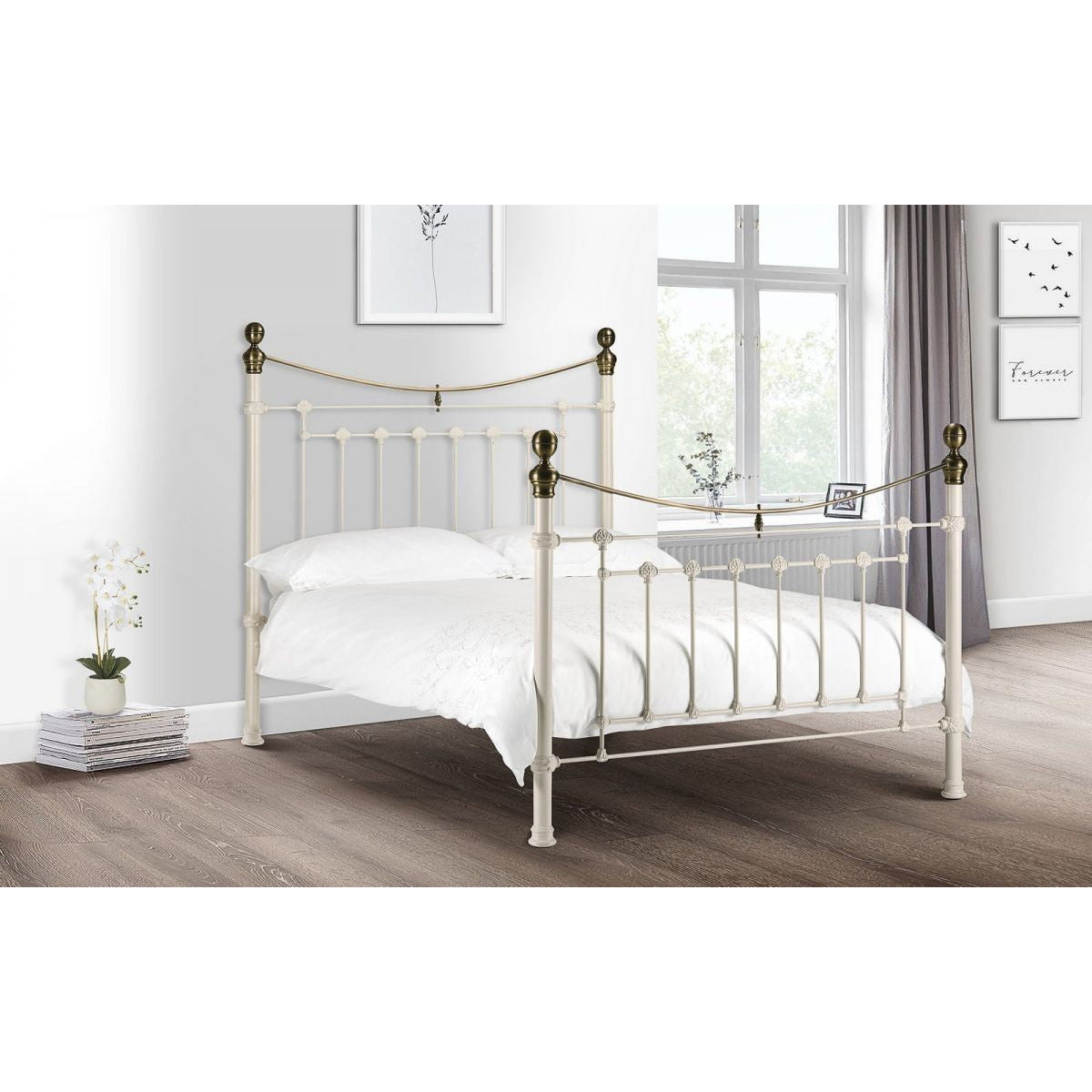 VICTORIA STONE WHITE BED 135CM