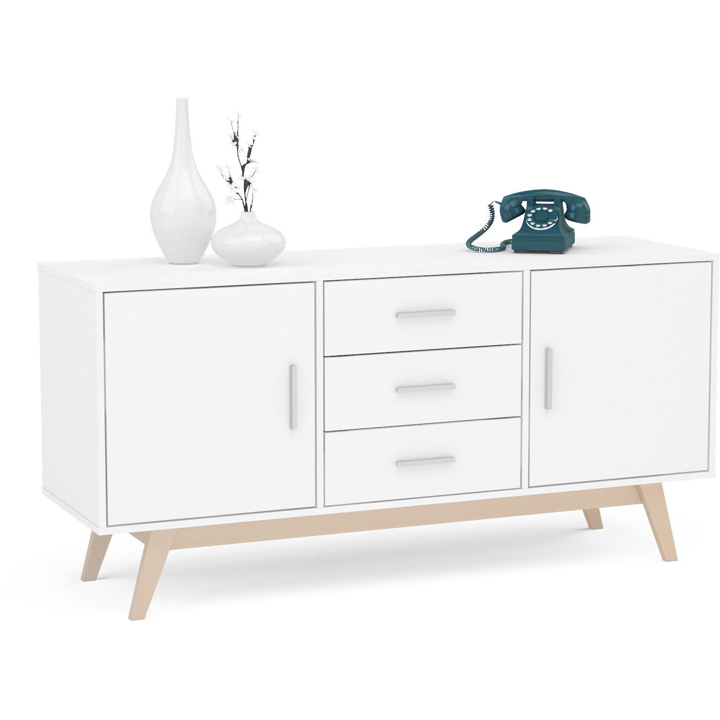 Shard 2 Door 3 Drawer Sideboard White
