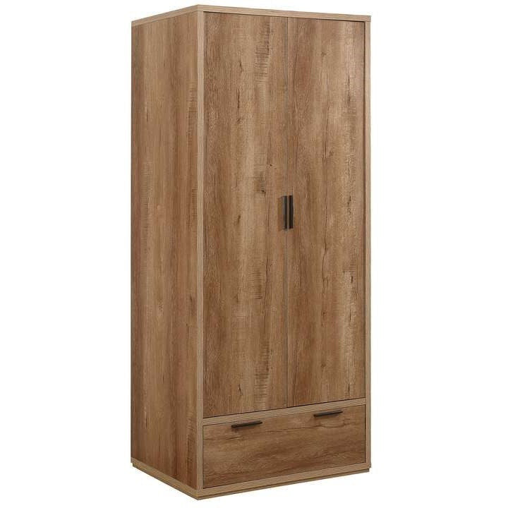 Stockwell 2 Door + 1 Drawer Wardrobe - Rustic Oak