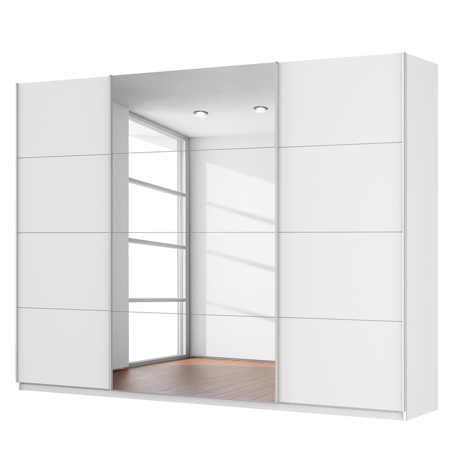 Rauch Quadra Sliding Door Wardrobe White with Mirror 315cm