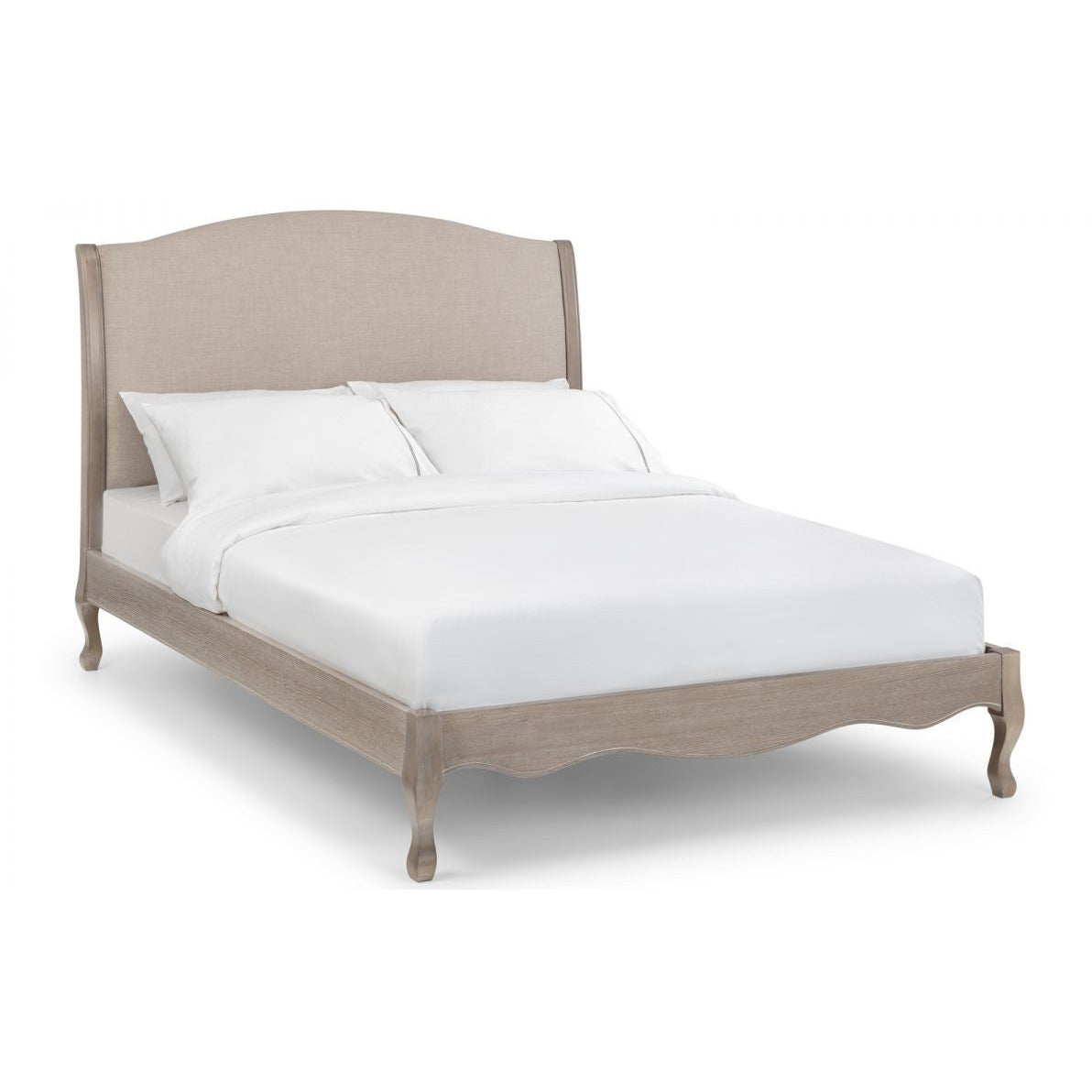 CAMILLE FABRIC AND WOOD BED 135CM