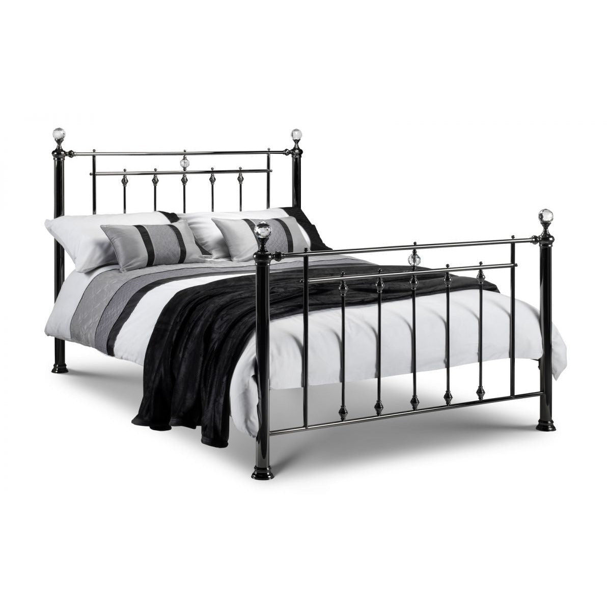 MARQUIS BLACK NICKEL & CRYSTAL BED 135CM