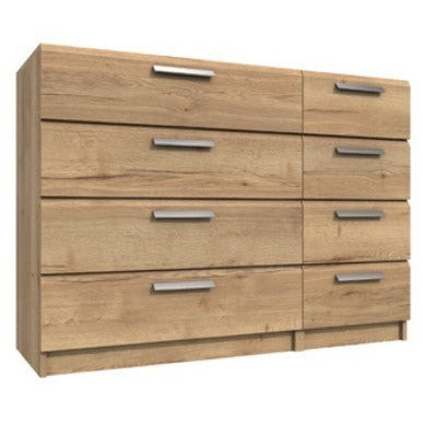 Waterfall 8 Drawer chest Natural Rustic Oak