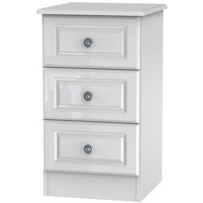 Pembroke High Gloss White 3 Drawer Bedside