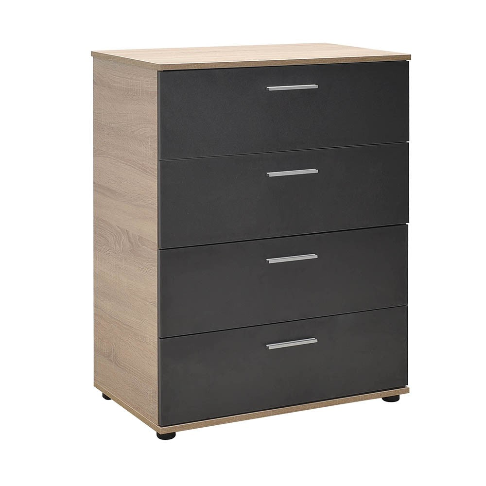 Stockholm 4 Drawer Chest Oak and Grey