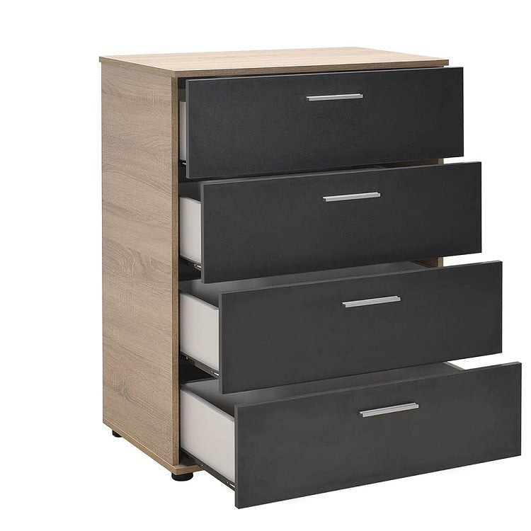Stockholm 4 Drawer Chest Oak and Grey