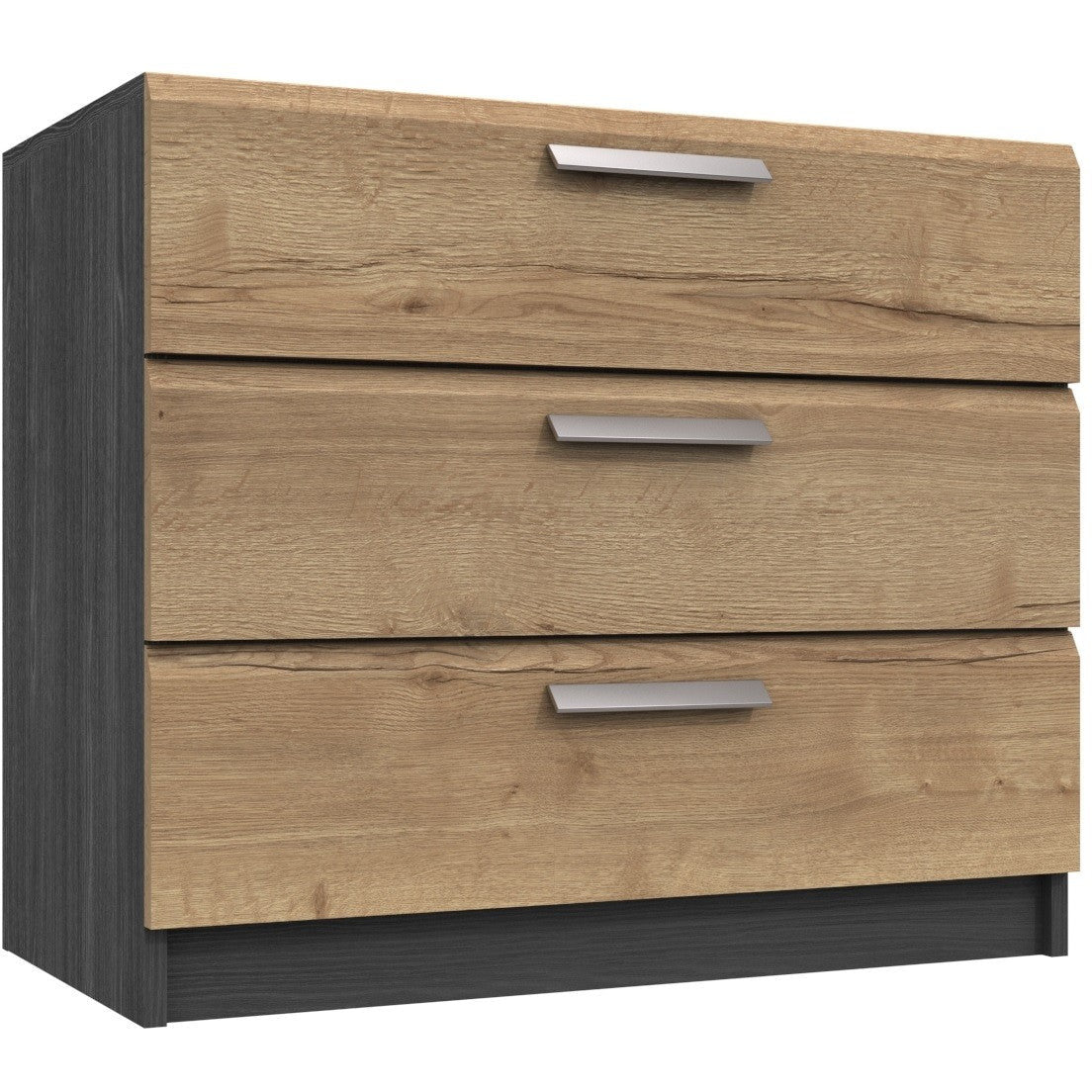 Waterfall 3 Drawer Chest of Drawers Graphite and Oak