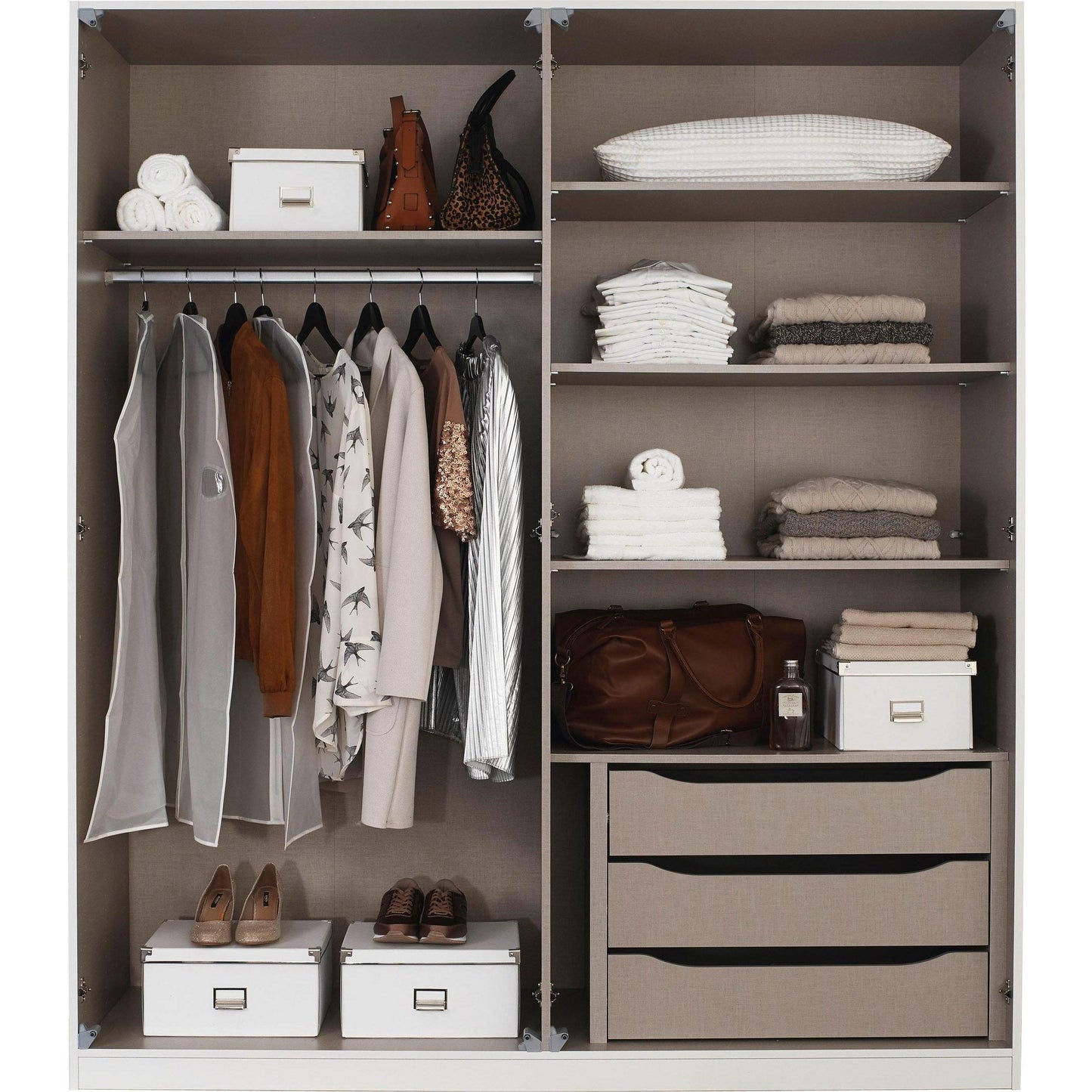 Rauch Bellezza Wardrobe White Gloss and Artisan Oak