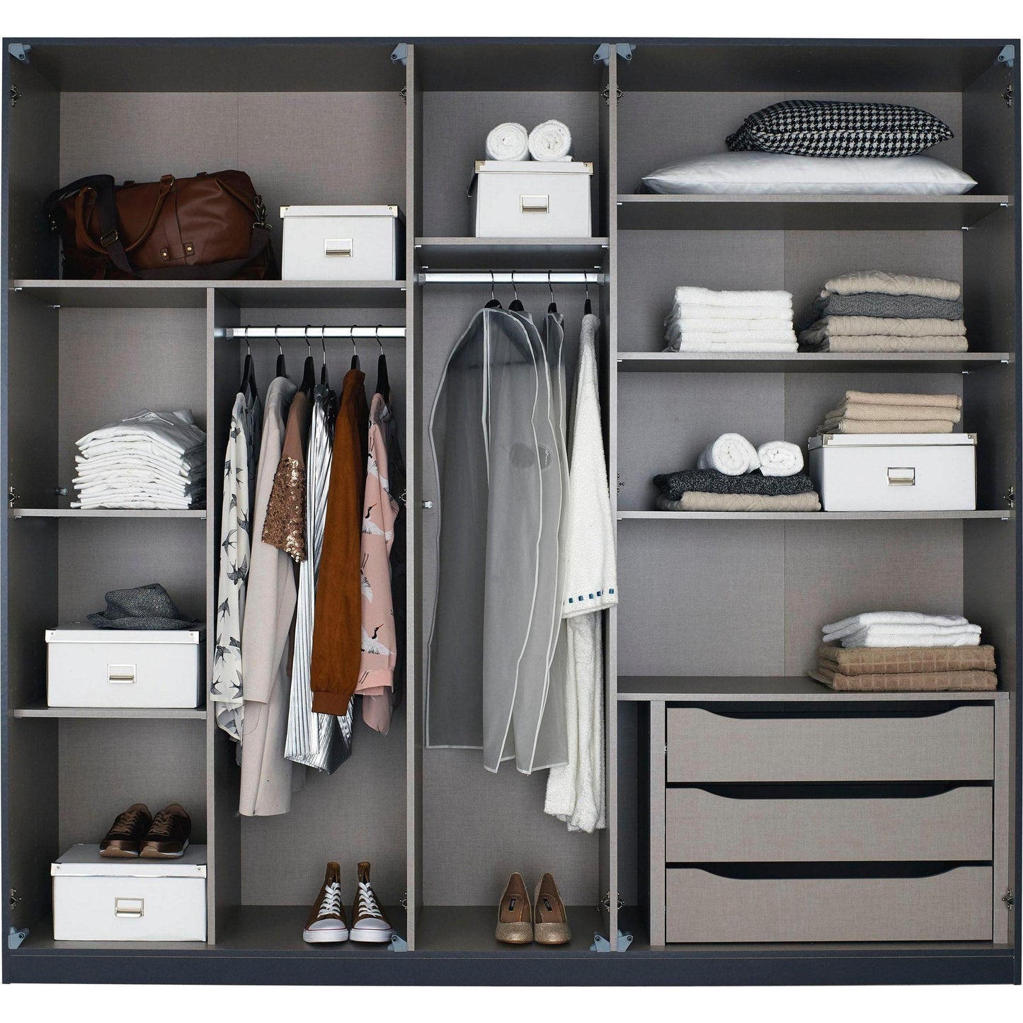 Rauch Bellezza Wardrobe White Gloss and Artisan Oak