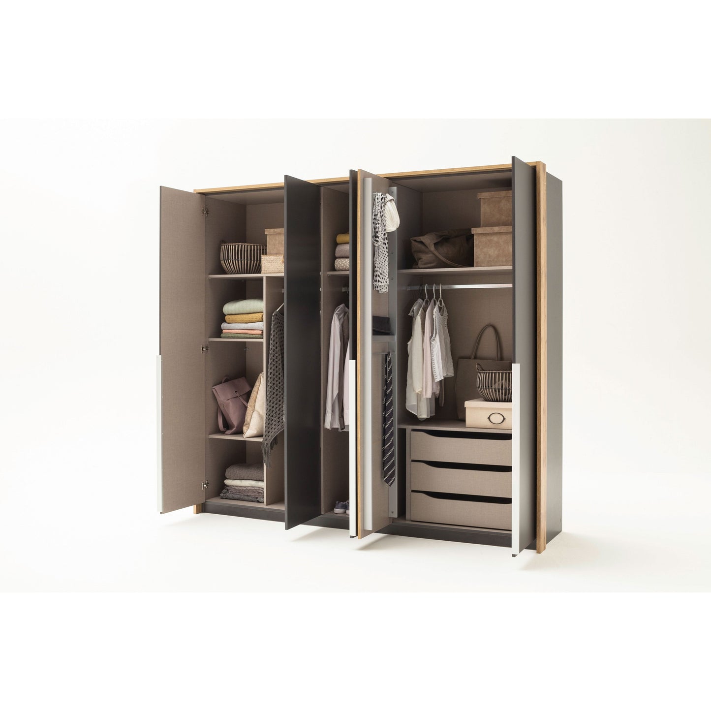 Rauch Bellezza Wardrobe White Gloss and Artisan Oak