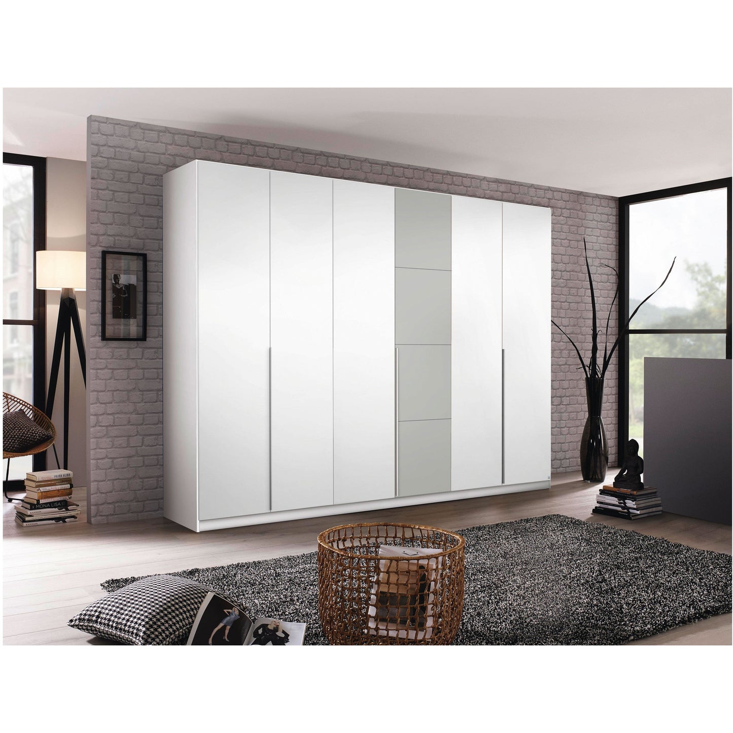 Rauch Bellezza Wardrobe White Gloss with Silk Grey