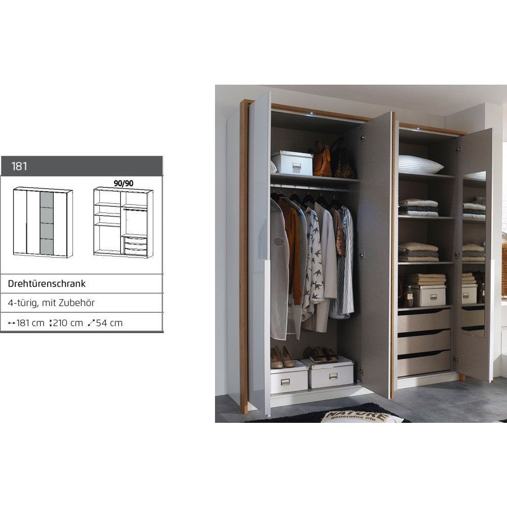 Rauch Bellezza Wardrobe White Gloss with Silk Grey