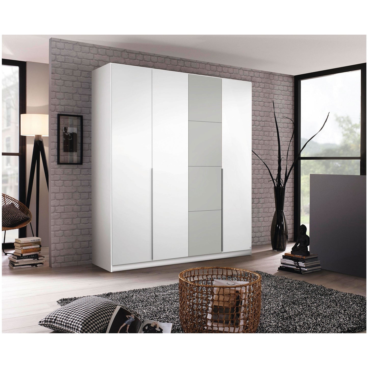 Rauch Bellezza Wardrobe White Gloss with Silk Grey