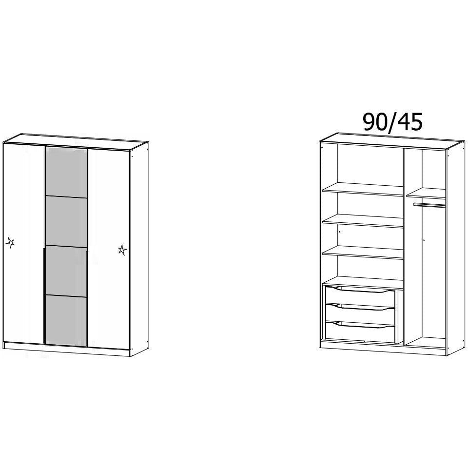 Rauch Bellezza Wardrobe White Gloss and Artisan Oak
