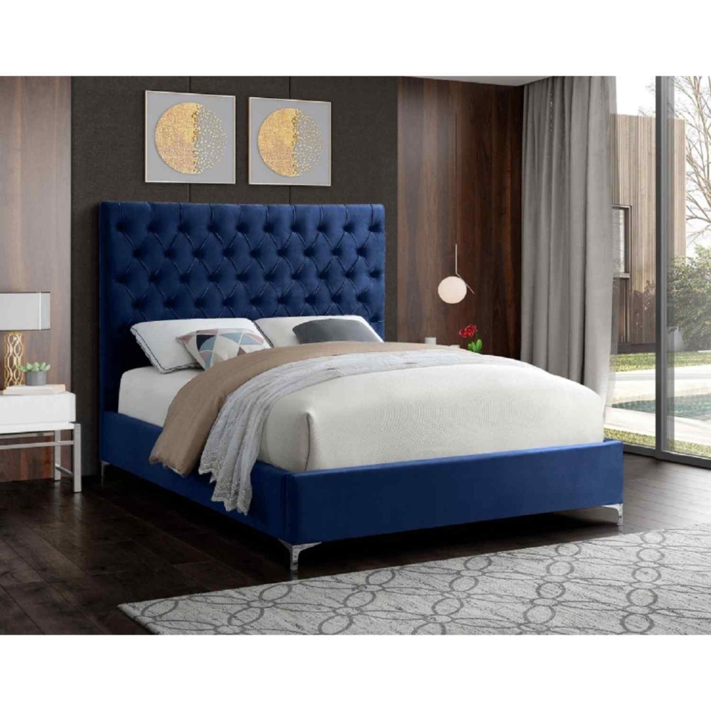Charlston Bed Plush Velvet Blue