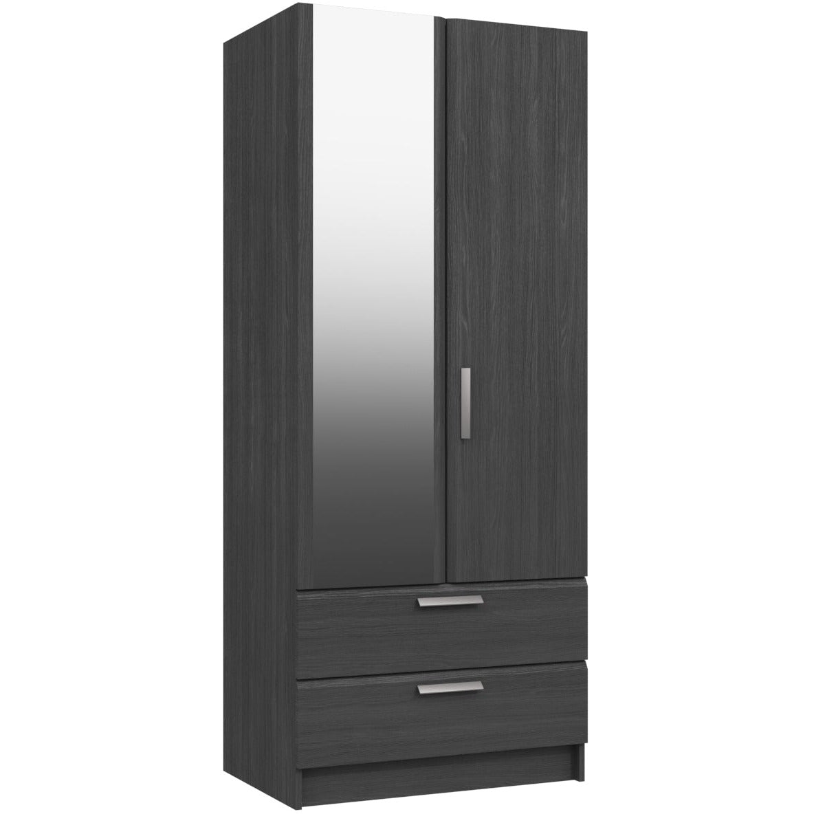 Waterfall 2 Door gents Wardrobe with mirror Graphite