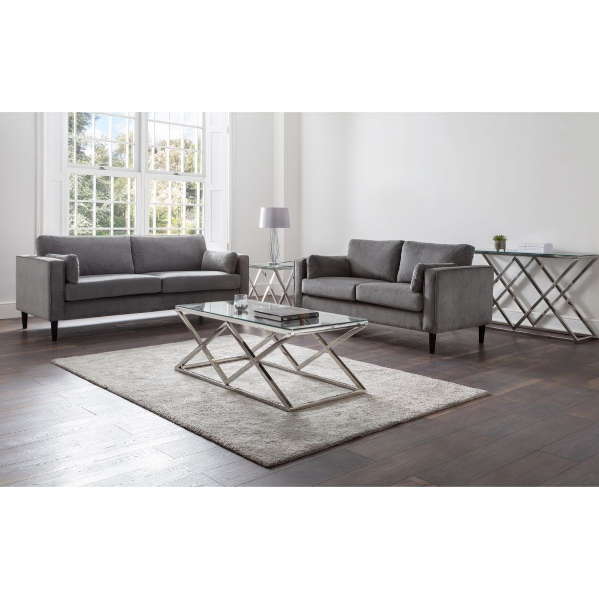 Hayward 2 Seater Sofa Grey Chenille