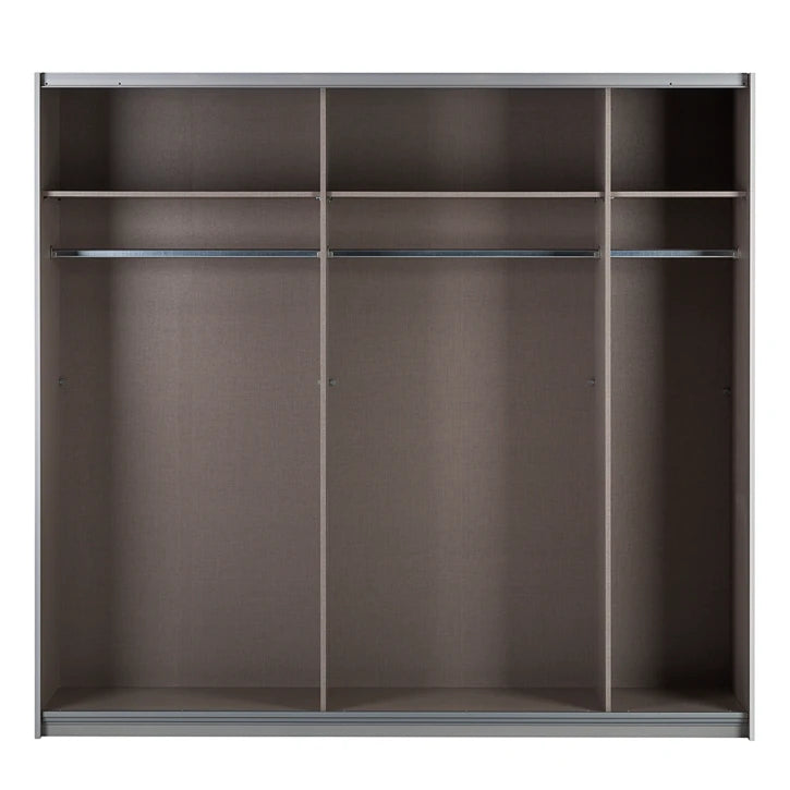 Rauch Quadra Sliding Door Wardrobe Mirrors and Black Glass 226cm