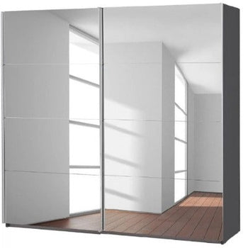 Rauch Quadra 2 Door Graphite Sliding Wardrobe 136cm With Mirror