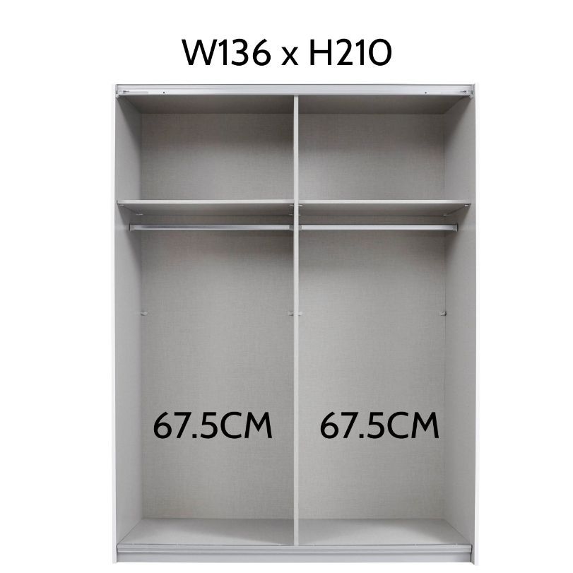 Rauch Quadra 2 Door Graphite Sliding Wardrobe 136cm With Mirror