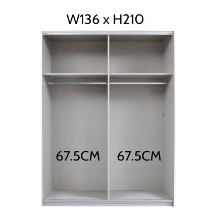 Rauch Quadra 2 Door Graphite Sliding Wardrobe 136cm With Mirror
