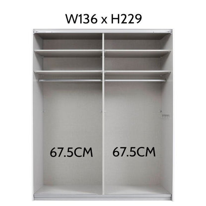 Rauch Quadra 2 Door Graphite Sliding Wardrobe 136cm With Mirror