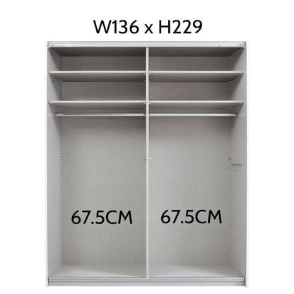Rauch Quadra Half White and Half Basalt Glass Sliding Door Wardrobe 136cm