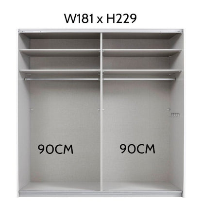 Rauch Quadra Half White and Half Basalt Glass Sliding Door Wardrobe 181cm