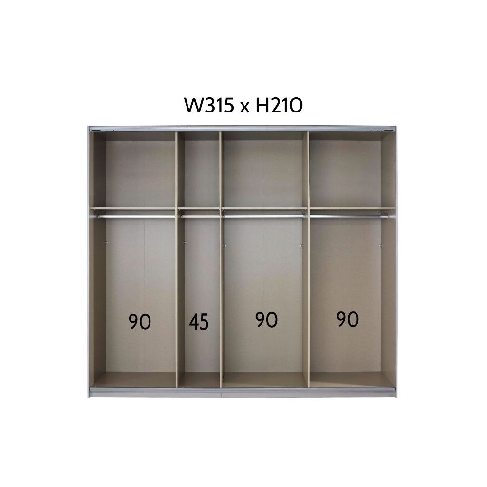 Rauch Quadra 3 Door Sliding Wardrobe 315cm Front Full Mirrored Finish