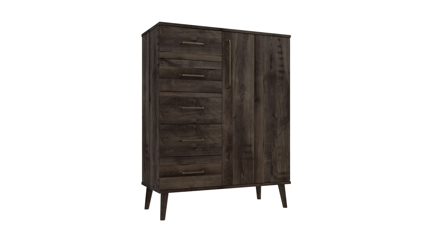 Oakleigh 5 Drawer 1 door robe assembled combi Chest on Legs