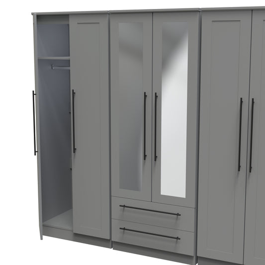 Beverley Tall 6 Door Wardrobe in Dusk Grey