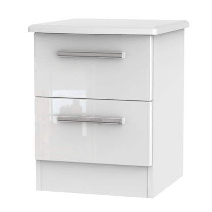 Knightsbridge 2 Drawer Bedside Cabinet Gloss Single Colour