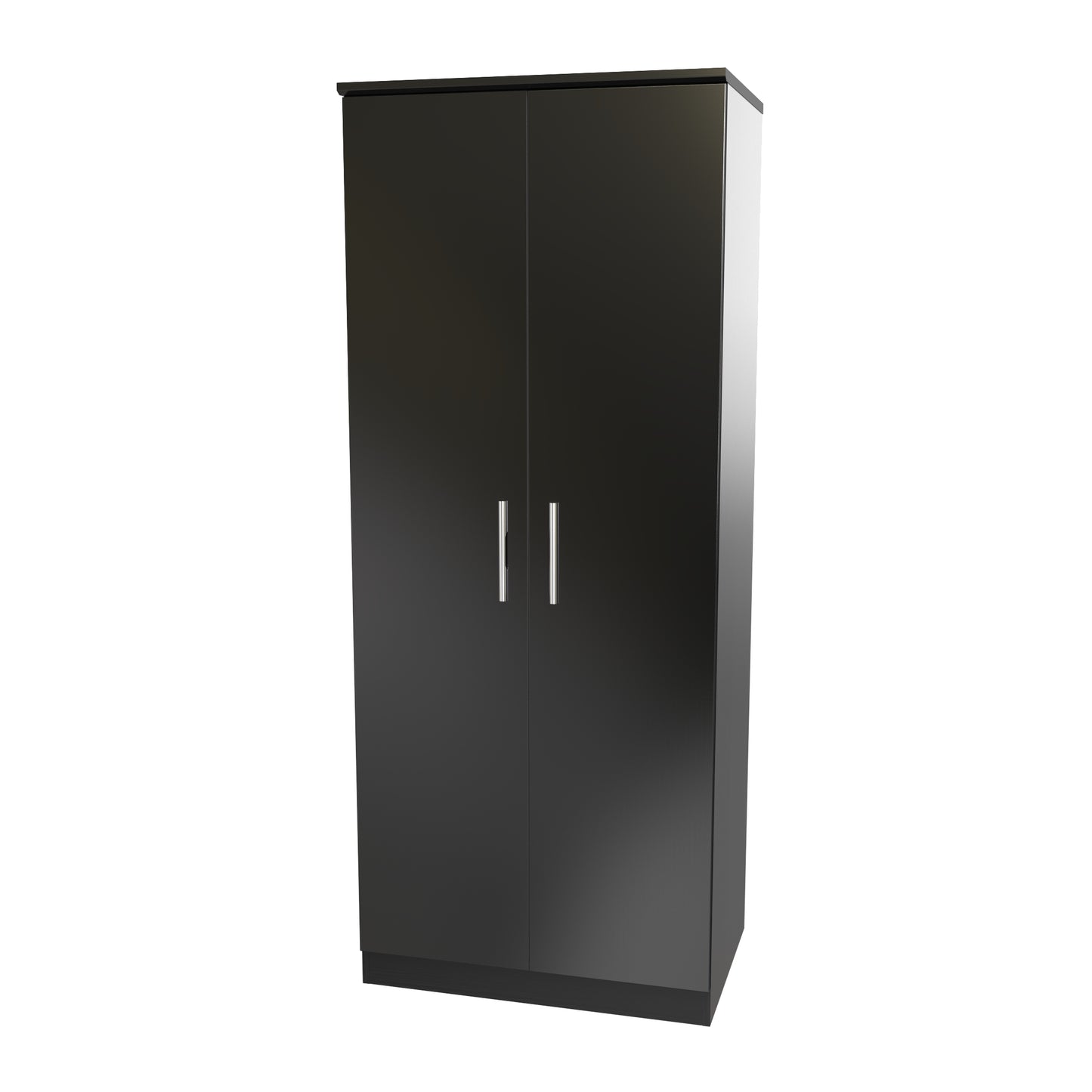 Knightsbridge High Gloss White 2 Door Wardrobe Tall