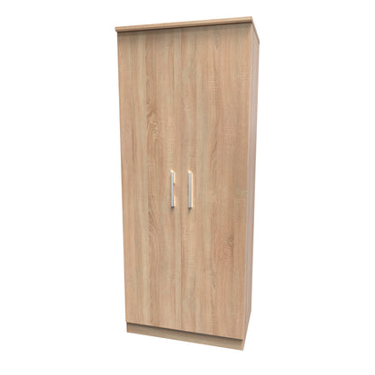 Knightsbridge High Gloss White 2 Door Wardrobe Tall