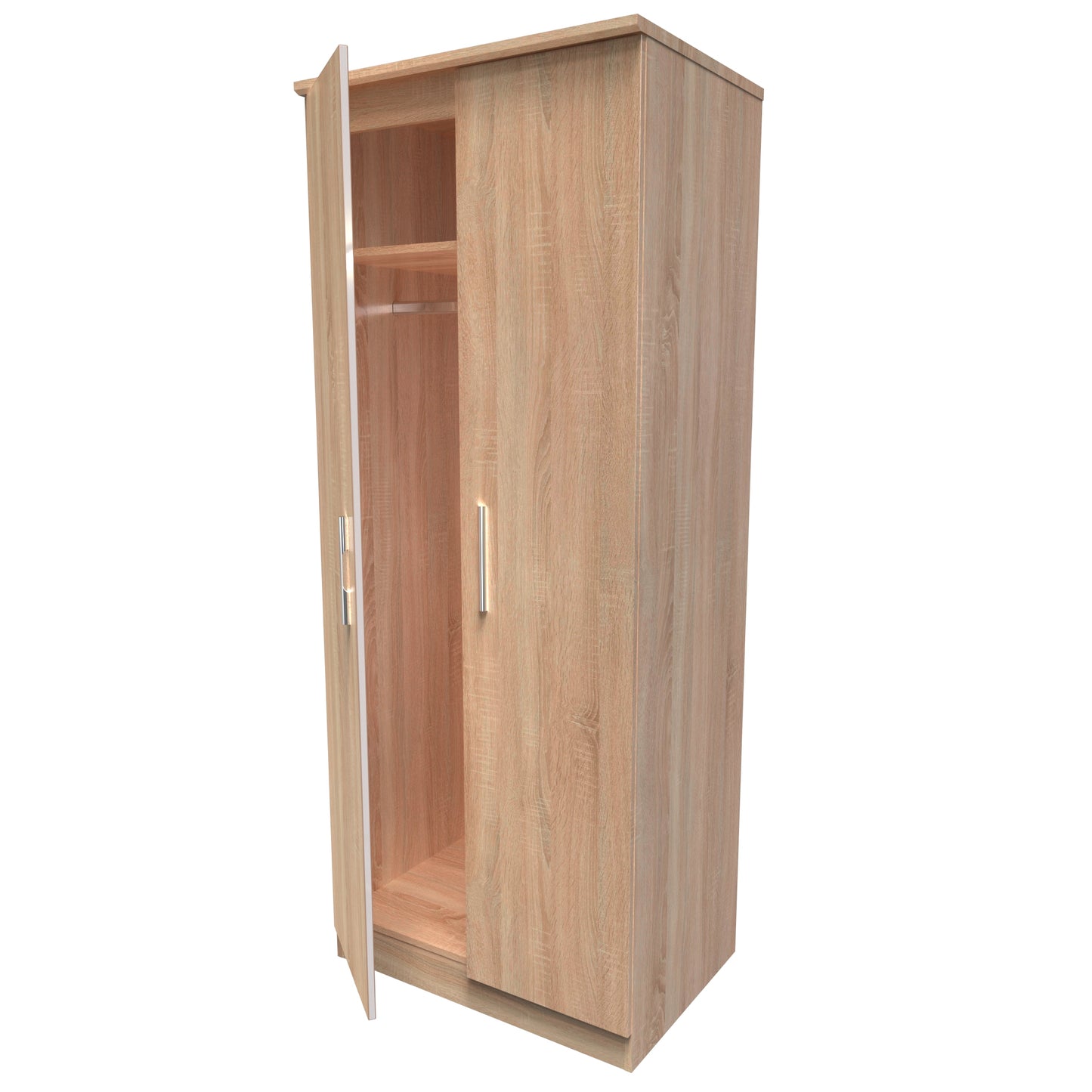 Knightsbridge High Gloss White 2 Door Wardrobe Tall