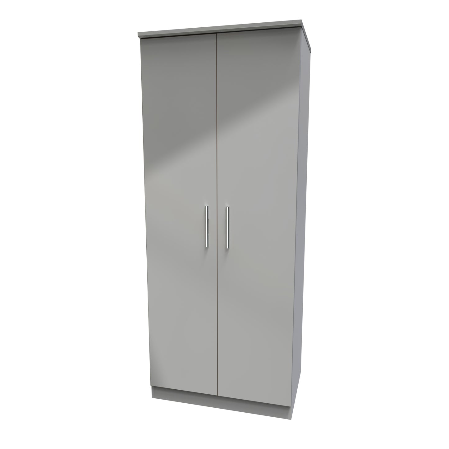 Knightsbridge High Gloss White 2 Door Wardrobe Tall