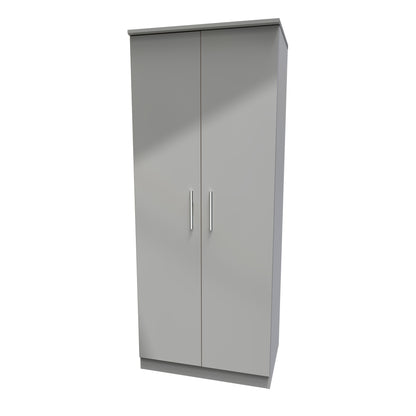 Knightsbridge High Gloss White 2 Door Wardrobe Tall