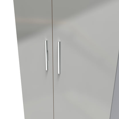 Knightsbridge High Gloss White 2 Door Wardrobe Tall