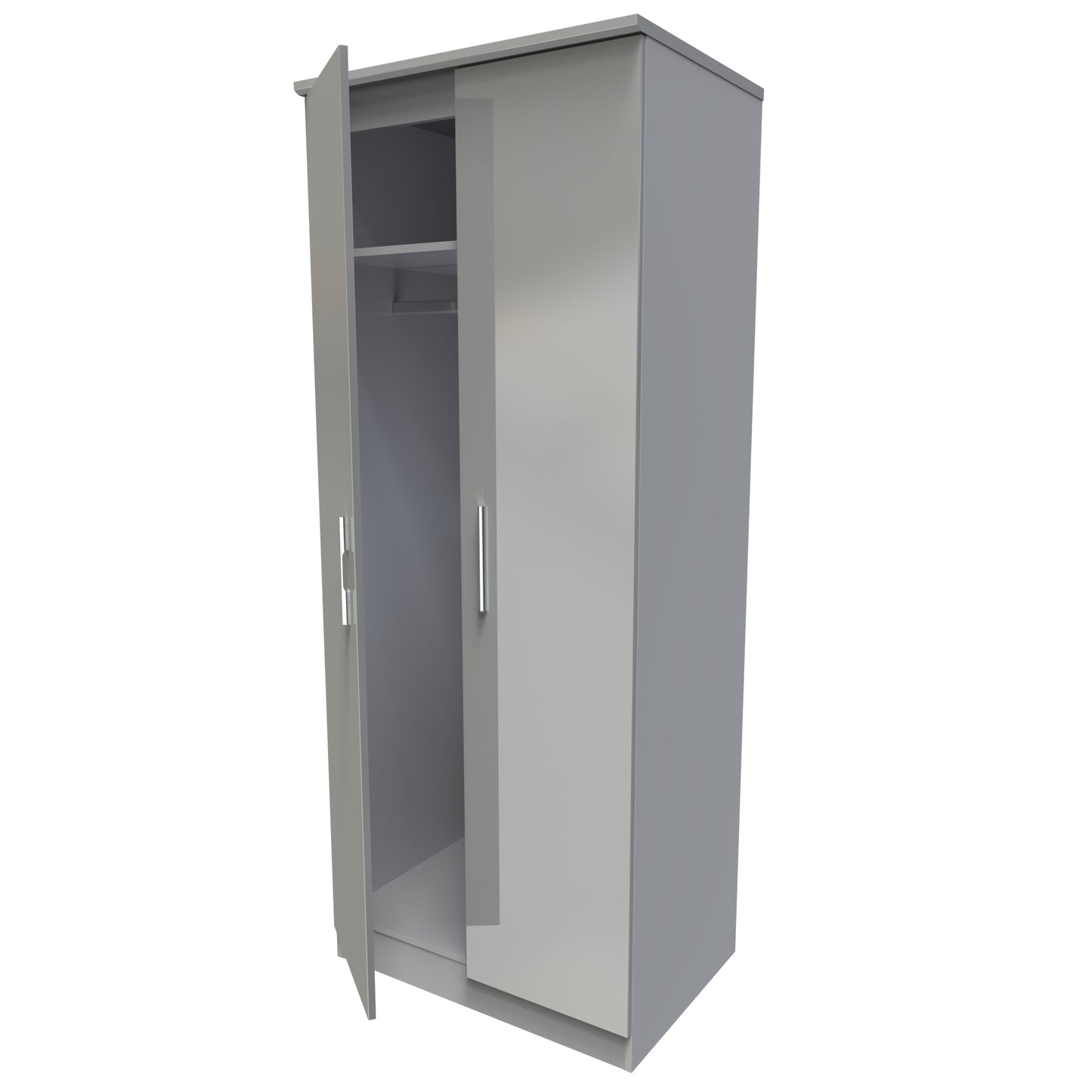 Knightsbridge High Gloss White 2 Door Wardrobe Tall