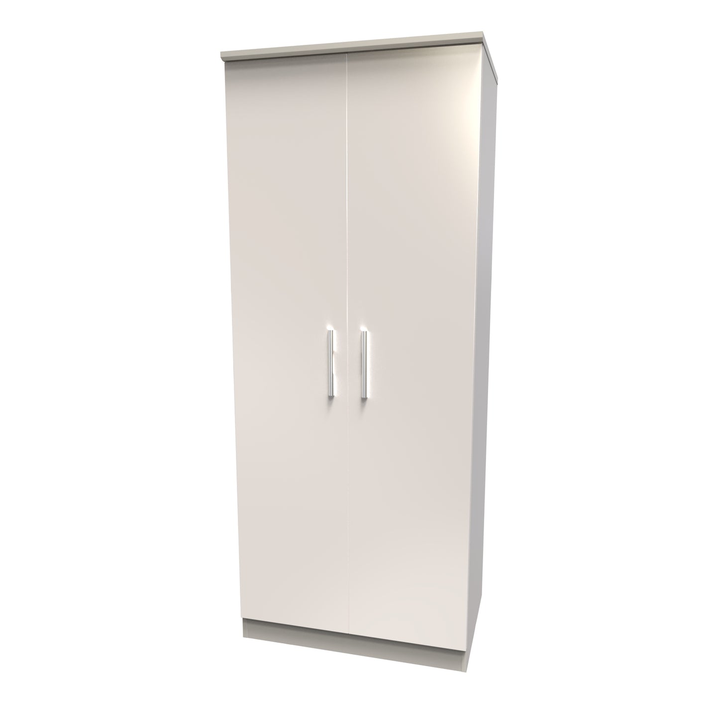 Knightsbridge High Gloss White 2 Door Wardrobe Tall