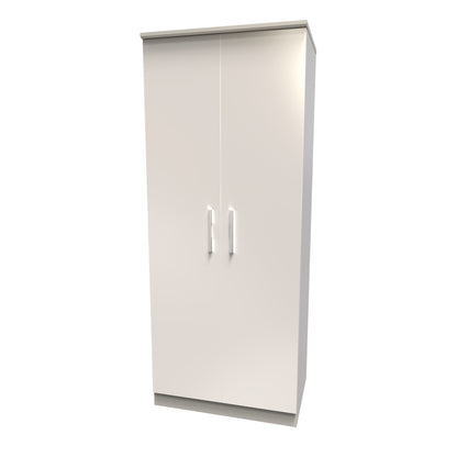 Knightsbridge High Gloss White 2 Door Wardrobe Tall