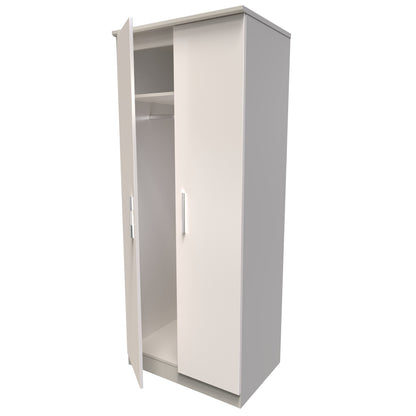 Knightsbridge High Gloss White 2 Door Wardrobe Tall