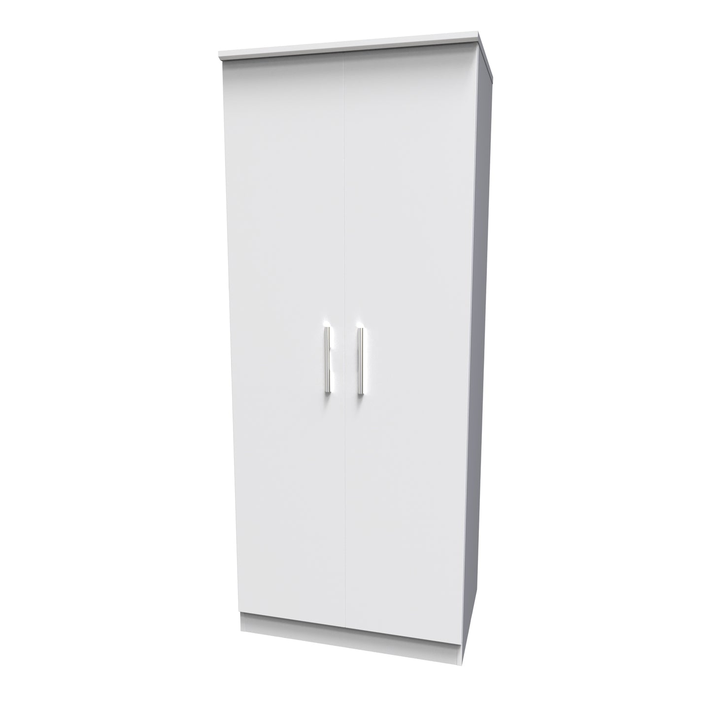 Knightsbridge High Gloss White 2 Door Wardrobe Tall