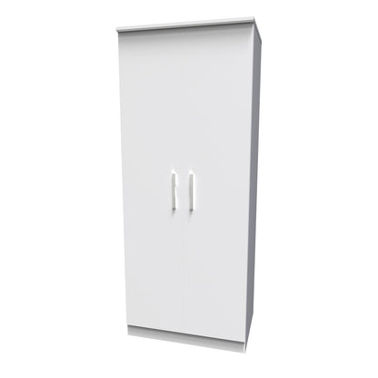 Knightsbridge High Gloss White 2 Door Wardrobe Tall