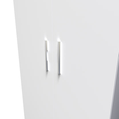 Knightsbridge High Gloss White 2 Door Wardrobe Tall