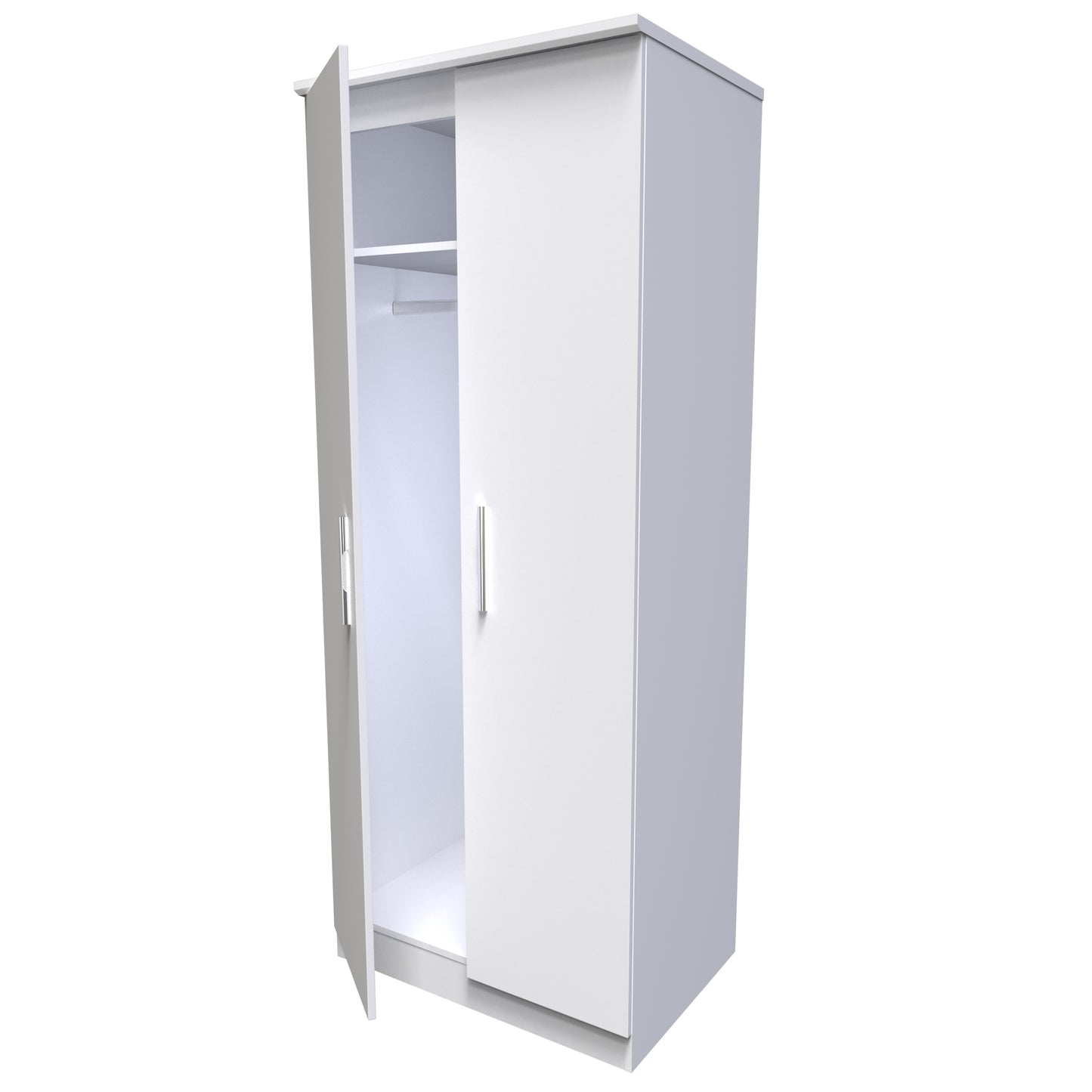 Knightsbridge High Gloss White 2 Door Wardrobe Tall